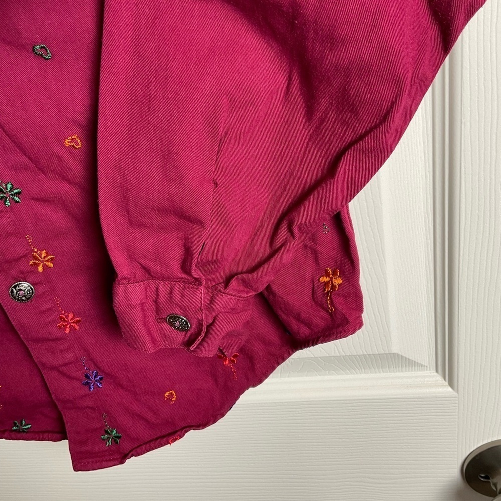 Vintage Boho Embroidered Button-Down top Made in USA M - Picture 7 of 9